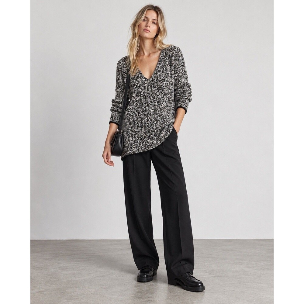 Rag & Bone Karen V Neck Sweater Women’s S Marled Chunky Rib Knit Wool Blend